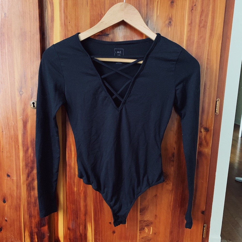 Black, Long-Sleeve Bodysuit